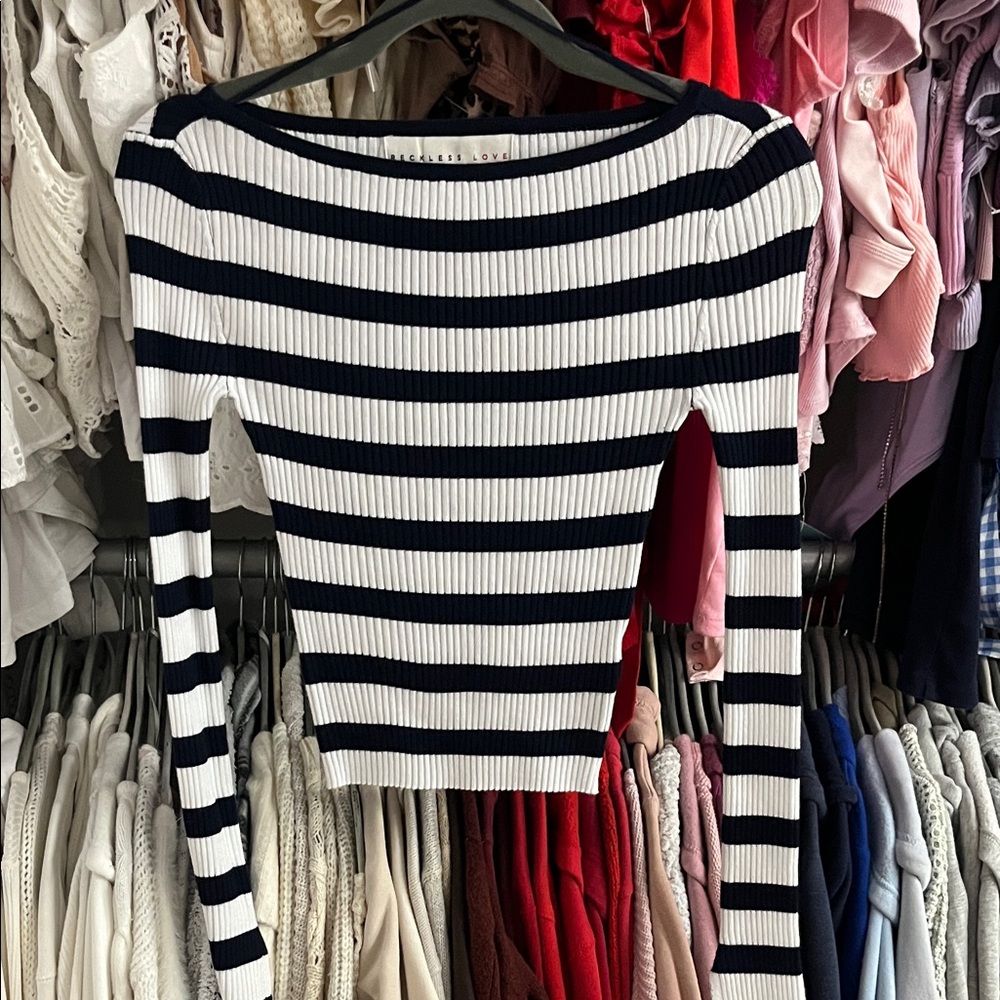 Striped Long Sleeve Ribbed Top